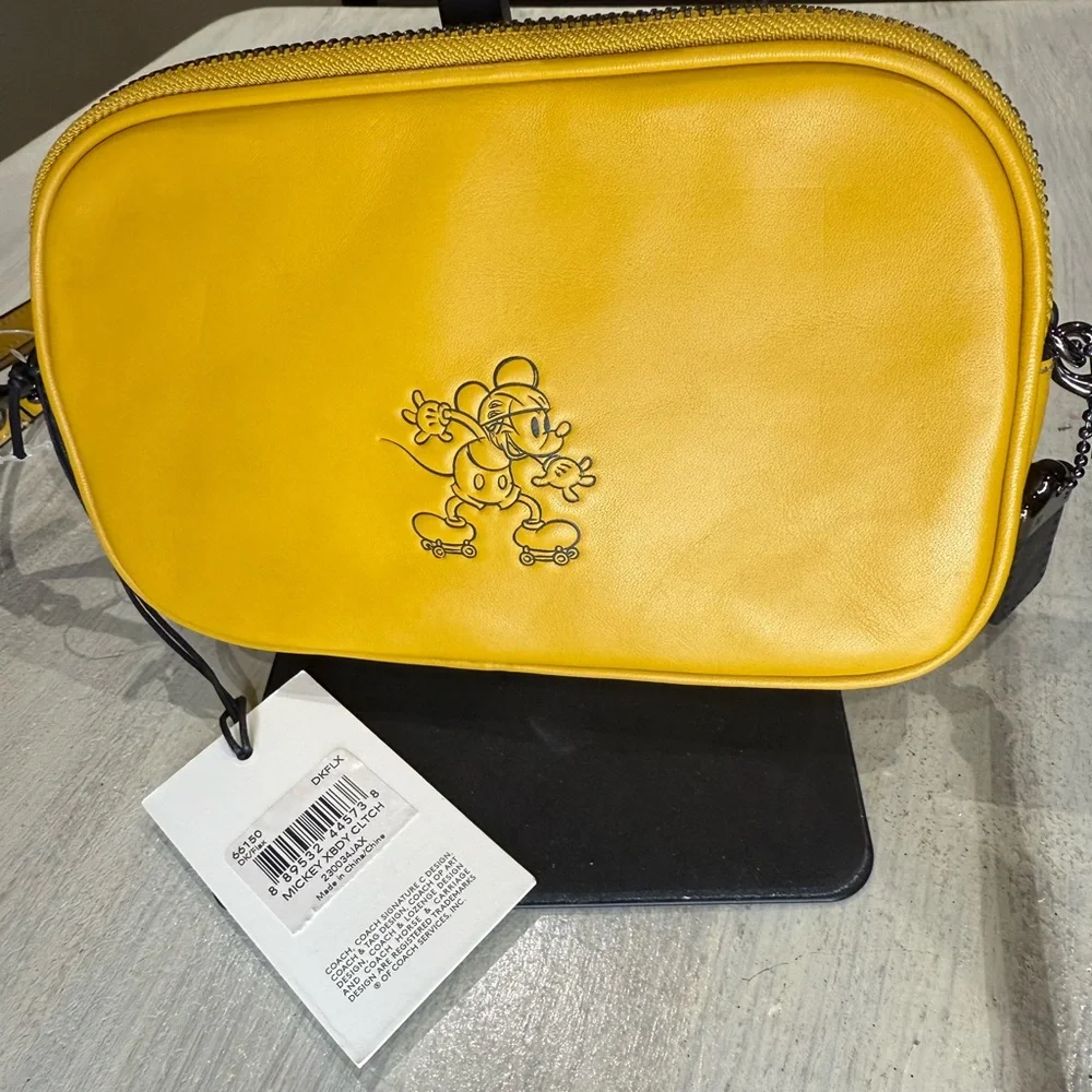 Collectors Coach Mickey Yellow Leather Crossbody Bag
